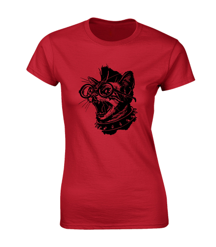 PUNK ROCK CAT LADIES T SHIRT MUSIC BAND ROCK MUSICIAN ANIMAL FUNNY NEW TOP - Picture 9 of 12