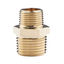 U.S. Solid Brass Fitting Reducing Hex Nipple NPT 1/2" Male x 3/8" Male, 1pc
