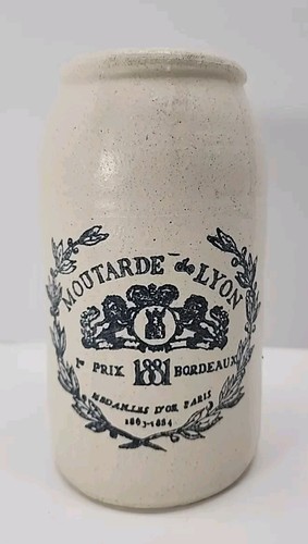 Late 1881s MOUTARDE de LYON 7" crock jar Paris  - Picture 1 of 13