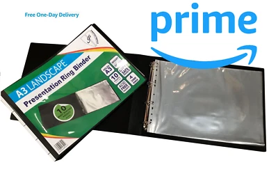 PROTECTAFILE A3 Deluxe Ring Binder Folder File +10Sleeves Art Portrait/Landscape Presentation