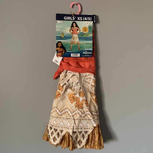 Disney Moana Clásico Aventura Conjunto Niña Pequeña Disfraz Halloween XS 4/5 NUEVO - Imagen 2 de 6
