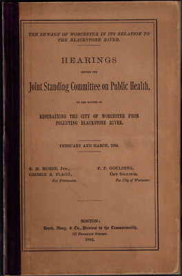 WORCESTER MA 1882 Blackstone River Sewage Pollution Hearings Public Health Map