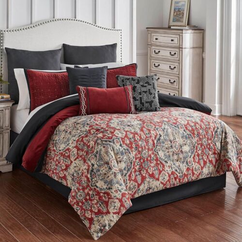 Riverbrook Home 100% Polyester Comforter Set, King, Sadler - Red/Gray, 10 Piece  - Picture 1 of 41