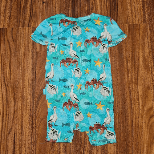 Posh Peanut Disney Little Mermaid Zipper Short Bamboo Romper Baby Size 9-12 Mont - Picture 4 of 5
