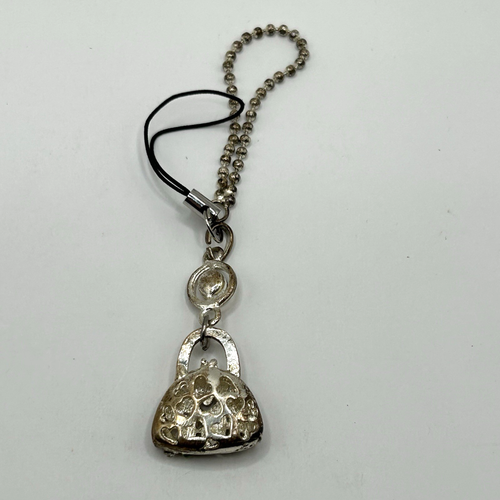 PURSE w/ colored crystals - Cell Phone- Purse Charm Strap Silver - Preowned - Zdjęcie 3 z 6