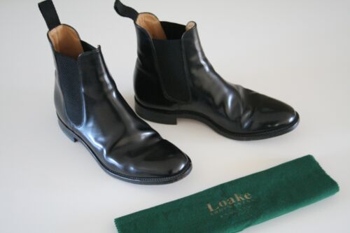 Loake Herren Chelsea Boots Glanz Schwarz Größe 8,5 Traumhafter Gebrauchter Zustand