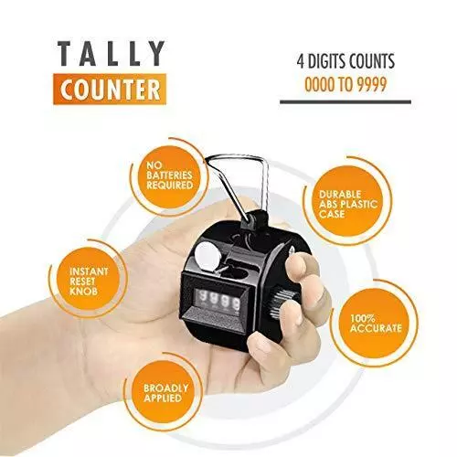 Hand Pitch Tally Counter Clicker –2 Pack Black Handheld People Lap Counter  Click