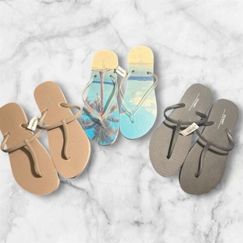 *3* NWT Old Navy Flip Flops Island Black Tan