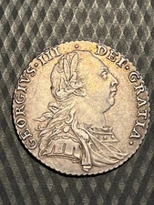 1787 Great Britain Shilling Sterling Silver Coin CH XF KM# 607