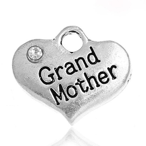 PERSONALISED SILVER TONE RHINESTONE CLIP ON HEART CHARM WEDDING GIFT BIRTHDAY - Picture 9 of 31