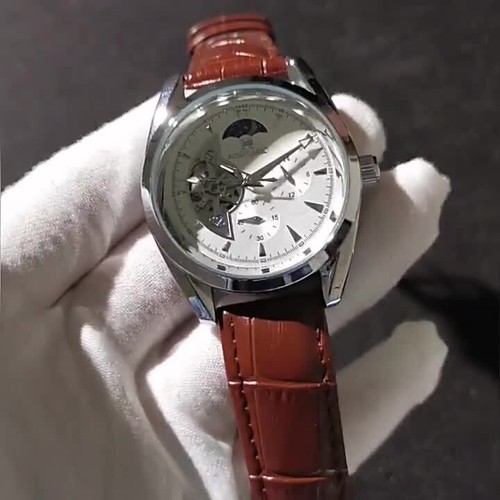 Hollow Large Flywheel Automatic Mechanical Moon Multi-Function Men's Watch - Video 1 of 1