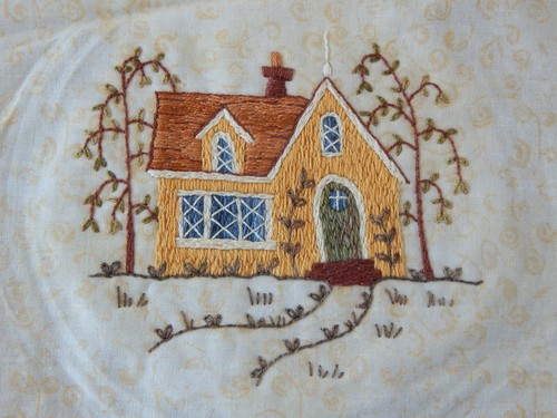 Embroidered COZY HOME on Fabric Ready for Hoop/Frame 9-10" Cottagecore - Picture 2 of 3