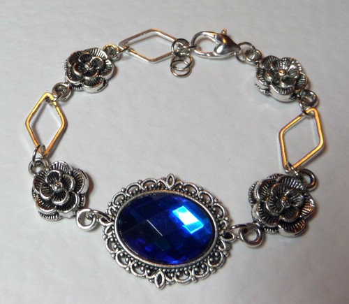 ESTILO VICTORIANO - ROSA DIAMANTE - AZUL PROFUNDO AC PULSERA PLATEADA DR - Imagen 4 de 9