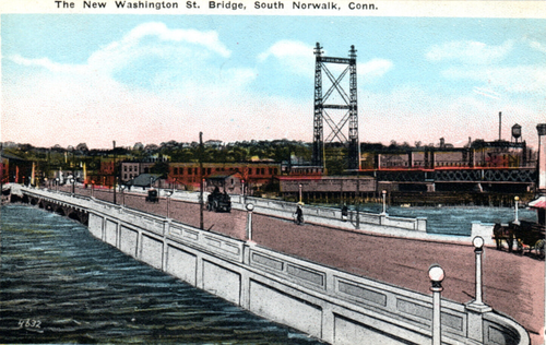 South Norwalk Connecticut Washington Street Bridge Postkarte