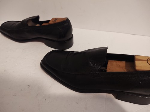 Zapatos Oxford Pakerson Italianos Hechos a Mano de Cuero Sin Cordones Talla 13 Negros - Imagen 5 de 9