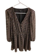 Madewell  Georgette Button-Front Mini Dress Size Medium Black Floral Print Fall