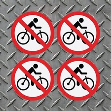 4 Pack NO BICYCLE Window Door Wall stop bike logo 4'' x 4" Round Vinyl Decal