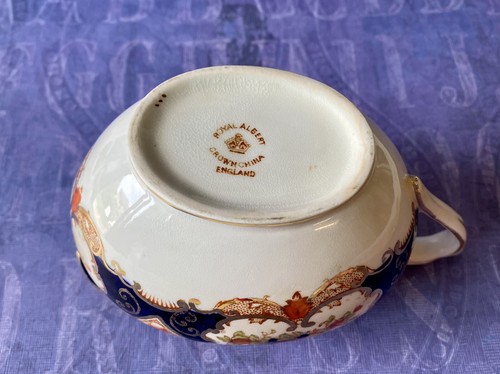 Vtg Royal Albert DERBY CREAM PITCHER CREAMER, SYRUP MILK Bowl JUG Cobalt Blue - Foto 8 di 11