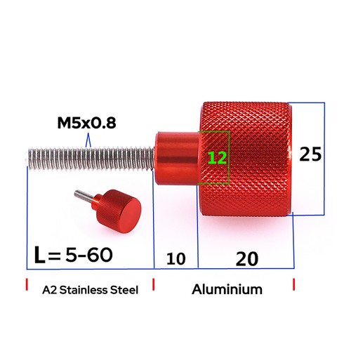 M3 - M10 Rändelschrauben A2 Edelstahl + Alu Handgriff Knopfschrauben - Bild 4 von 9