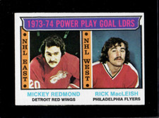 1974-75 TOPPS POWER PLAY GOAL LEADERS # 6 MICKEY REDMOND/RICK MacLEISH NICE CARD