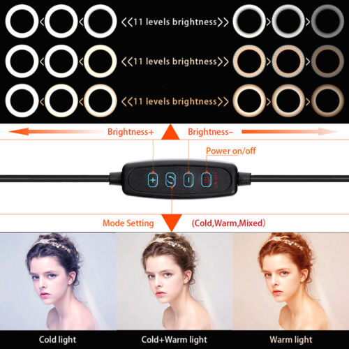 10inch LED Selfie Live Makeup Ring Light with 1.6Meter Tripod Stand Phone Holder - Picture 5 of 17
