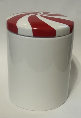 Hallmark Seasons Treatings Swirl Cookie Jar Peppermint Candy Cane Canister - Picture 4 of 8