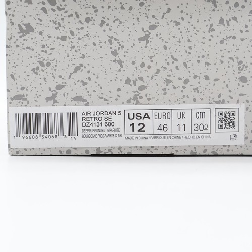 DZ4131-600 Nike Air Jordan 5 Retro Deep Burgundy Light Graphite Silver (Men's) - Picture 9 of 10