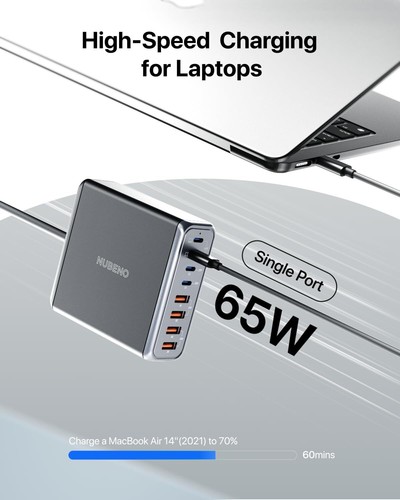 140W USB C Charger Block, 8-Port Fast Charging Station, 65W White - Picture 3 of 6