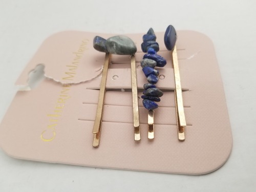 4 CATHERINE MALANDRINO Gold Haarnadeln Blau Edelstein Topas Azul Saphir Stein 💙 - Bild 3 von 4
