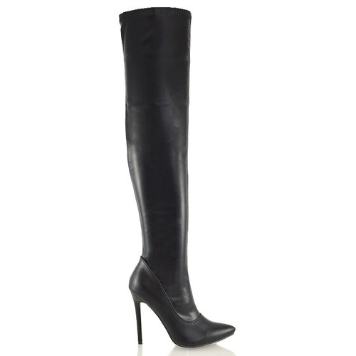 Womens Over The Knee Thigh High Stiletto Heel Ladies Stretch Calf Leg Boots Size - Picture 25 of 102