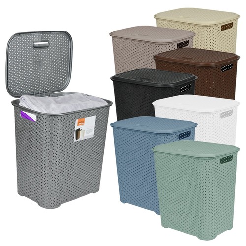 45L / 65L PLASTIC Laundry Basket with Lid Washing Clothes Storage Hamper Bin - Picture 131 of 183