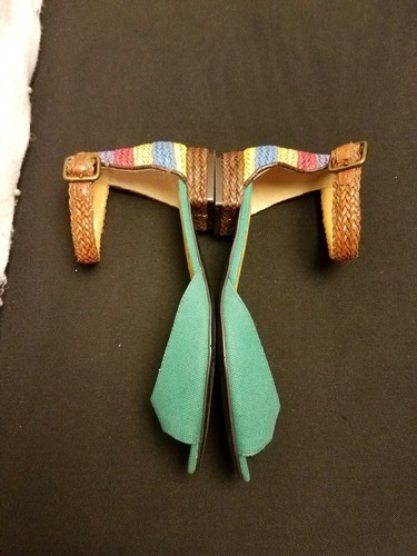 LNWO US7.5M NINE WEST Dromio MULTI-COLOR ADJ STRAP PEEP TOE LOW HEEL SANDALS - Picture 2 of 12