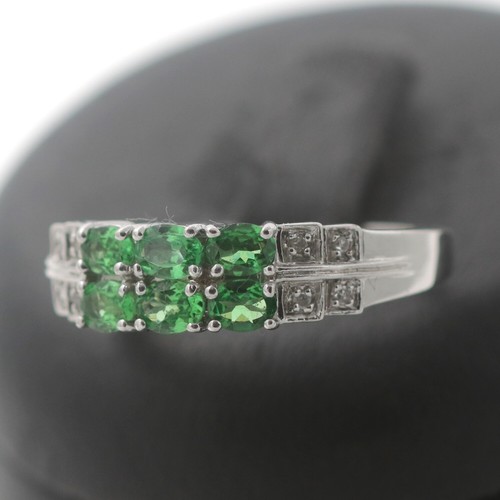 Diamant Peridot Ring 375 Gold 9 Kt Weißgold Edelstein Wert 800,- - Bild 1 von 7
