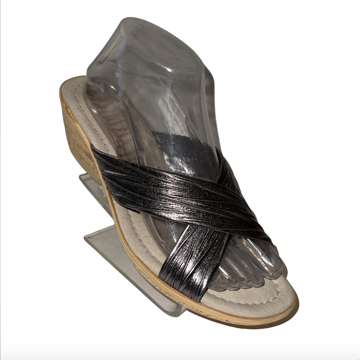 Patrizia by Spring Step Sz 41 US 10 Pewter Metal Slip On Faux Cork