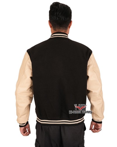 Varsity Letterman Wool & Real Cowhide Leather Sleeves High Quality Bomber Jacket - Picture 59 of 59