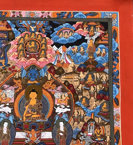 BUDDHA LIFE MANDALA / WHEEL OF LIFE MANDALA/ ORIGINAL TIBETAN THANGKA PAINTING - Picture 3 of 9