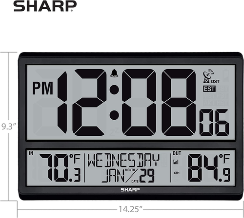 Atomic Clock - Never Needs Setting! –Easy to Read Numbers - Indoor/Outdoor Tempe - Picture 4 of 7