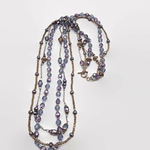 Sterling-Silver-Purple-Faceted-Glass-Bead-Multi-Strand-Necklace-34-034