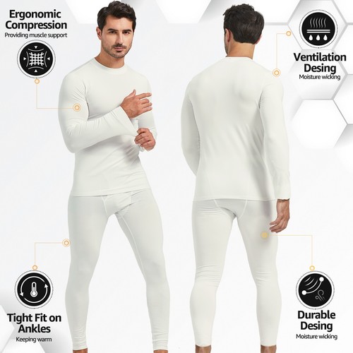 UNIQUEBELLA Mens Long Johns Thermal Set Long Sleeve Top Bottom Warm Underwear - Picture 11 of 15