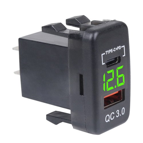 12-24V Car Socket Charger Dual USB Ports QC3.0 Type C PD Power Adapter (Green) I - Foto 7 di 9