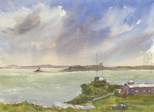 John-A-Case-A-Pair-of-Contemporary-Watercolours-Coastal-Lookout