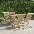 NNEVL 5 Piece Garden Dining Set Grey Solid Wood Teak