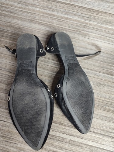 RAMPAGE Black Fabric Flats Women's Size 8 1/2M Ankle Strap Shoes Pointed Toe - Picture 5 of 6