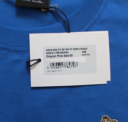 CAMISETA/CAMISETA HOMBRE PAUL SMITH INSIGNIA CEBRA S-XXXL ALGODÓN ORGÁNICO Antes £60 - Imagen 7 de 19