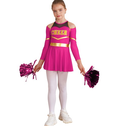 Niños Niñas Brillante Vestido de Baile de Animadora Líder Equipo Uniforme Ropa de Baile - Imagen 28 de 58