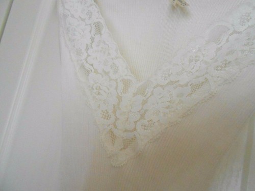 LAPIS--BONE SILK RIBBED BRA STRAP TOP----MEDIUM (MORE TO THE SMALL SIZE) - Picture 2 of 3