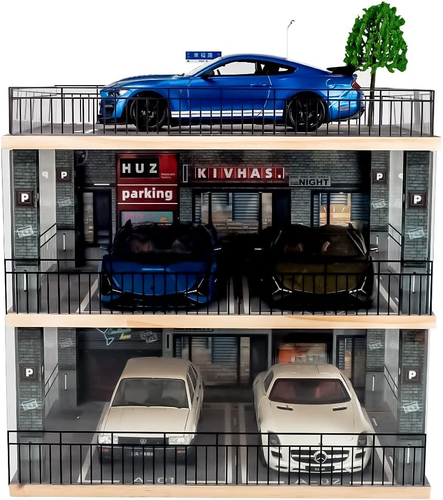 1:18 Scale 3-Tiers Model Car Display Case with Parking Lot Scene for Sports Car - Picture 2 of 7