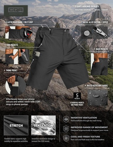 Men's Quick Dry Stretch Cargo Shorts Lightweight Tactical Outdoor Hiking Multi - Picture 6 of 62