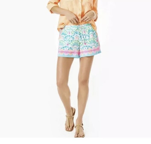 Lilly Pulitzer Katia Short 5" Size XXS Blue Pink White Caribbean Citrus New
