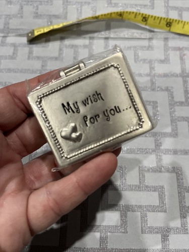 Ganz Silver Tone 'My wish for you...' Metal Pill/Trinket Box, Magnetic Closure r - Picture 4 of 6